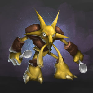 Alakazam holding spoons